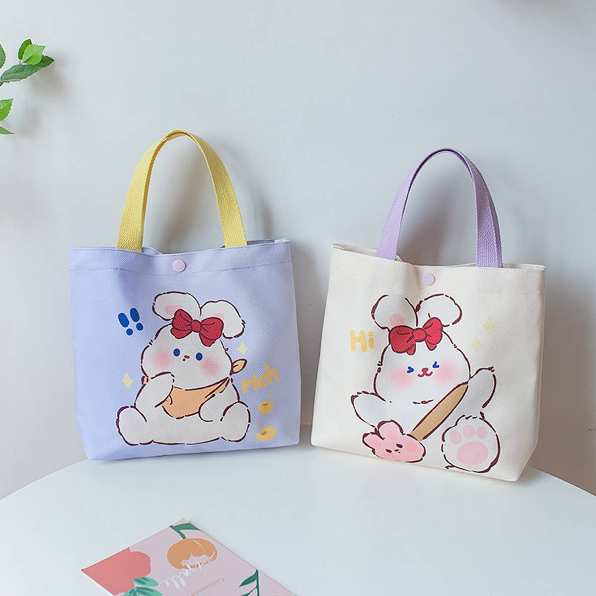 Cute Bunny Tote Bag for Girls, Spring Lunch Bag_CWAB5674