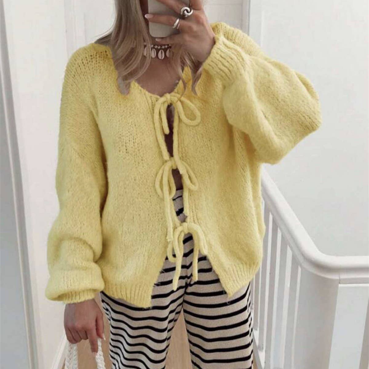 Women's Tie Front Knit Cardigan Sweater