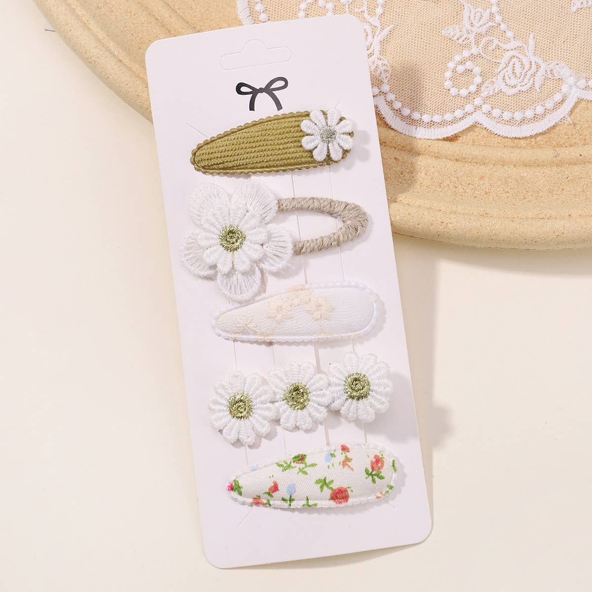 Daisy BB Clip Set ? Printed Cute Fabric Clips