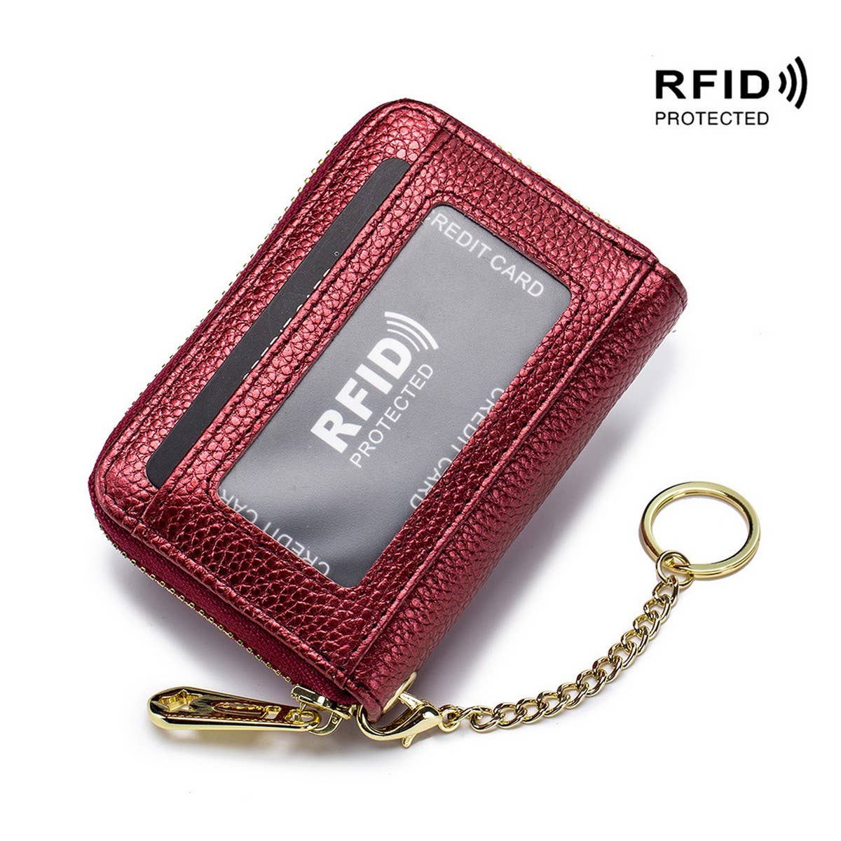 ZIPPER KEY CASE GENUINE LEATHER CARD HOLDER_CWAB3870