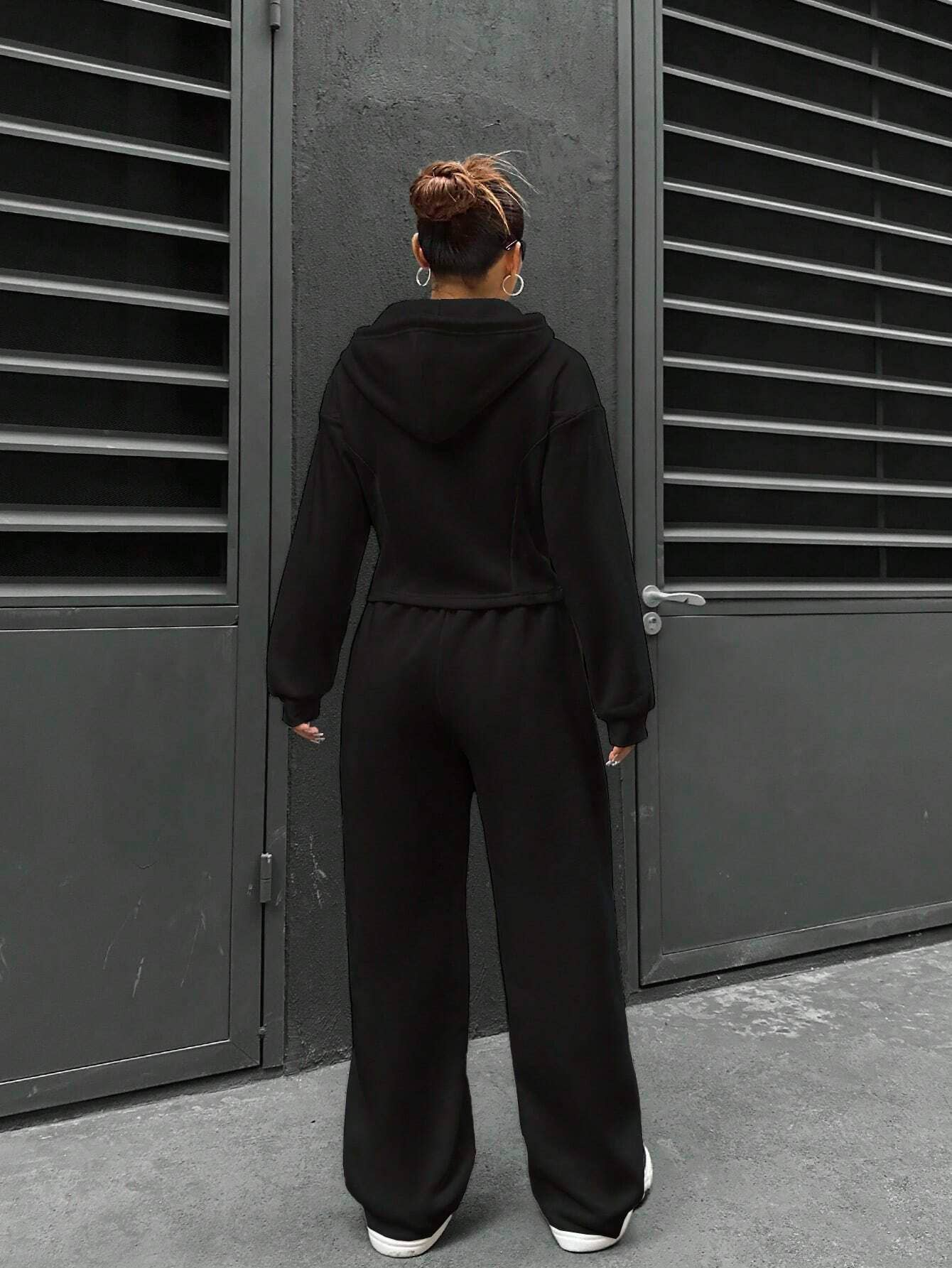 TRENDY HOODED CARDIGAN SLIM CASUAL TWO-PIECE SET