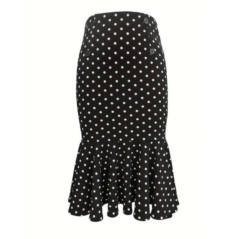 Elegant plaid stretch fishtail wrap hip skirt