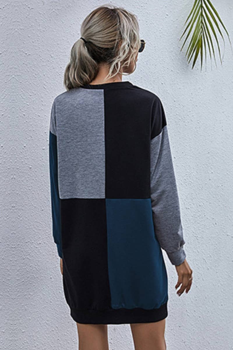 CWDSD6536_CREW-NECK DRESS WITH LONG-SLEEVED HOODIE