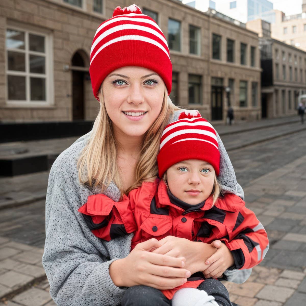 CWMS02754_CHRISTMAS STRIPED KNIT BEANIE HAT