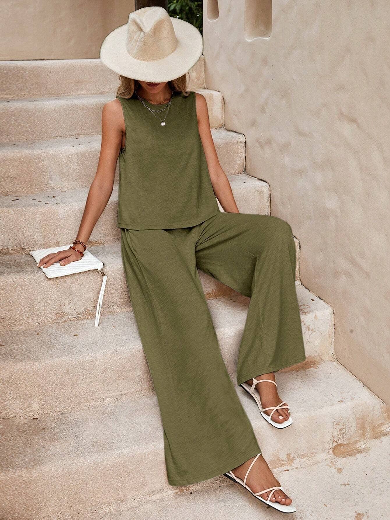 Fashion pullover round neck casual cotton suit