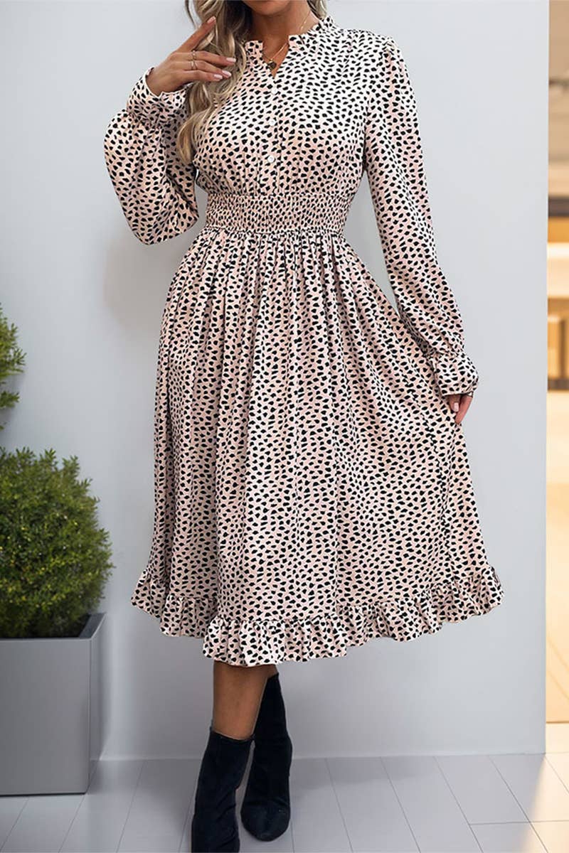 CWDMD4489_SPRING AND AUTUMN LONG SLEEVE LEOPARD PRINT DRESS