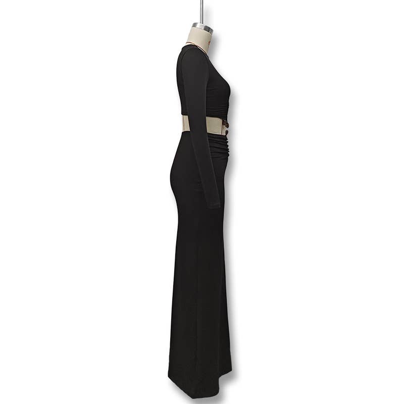 Sexy navel, figure-hugging and arm-wrapping set