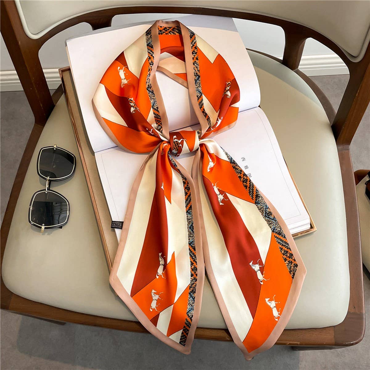 Skinny Silk Scarf for Hair, Neck or Bag Wrap_CWASC1512🎗️