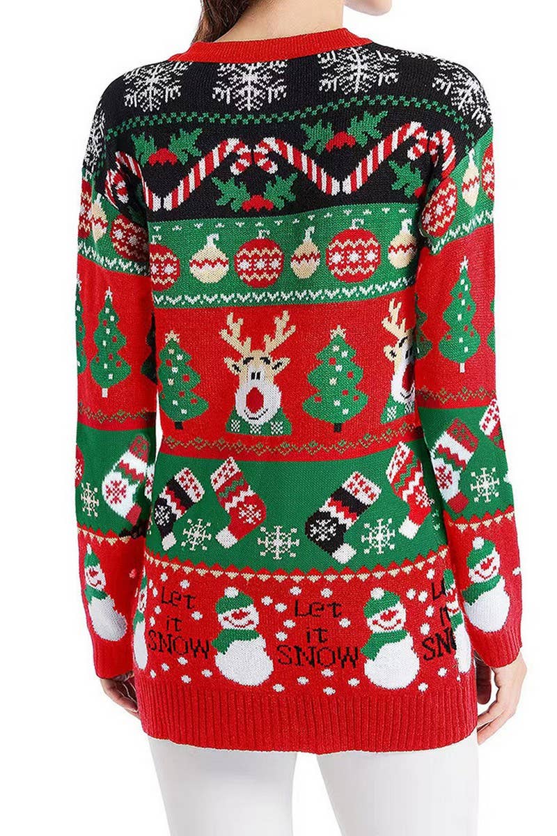 CWOCAL0686_CASUAL LONG SLEEVE CHRISTMAS CARDIGAN SWEATER