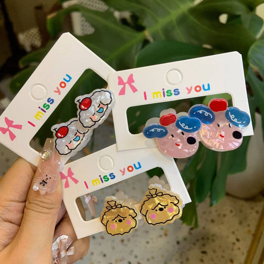 CWAHA4457_GIRL PUPPY BEAR CUTE CARTOON HAIRPIN