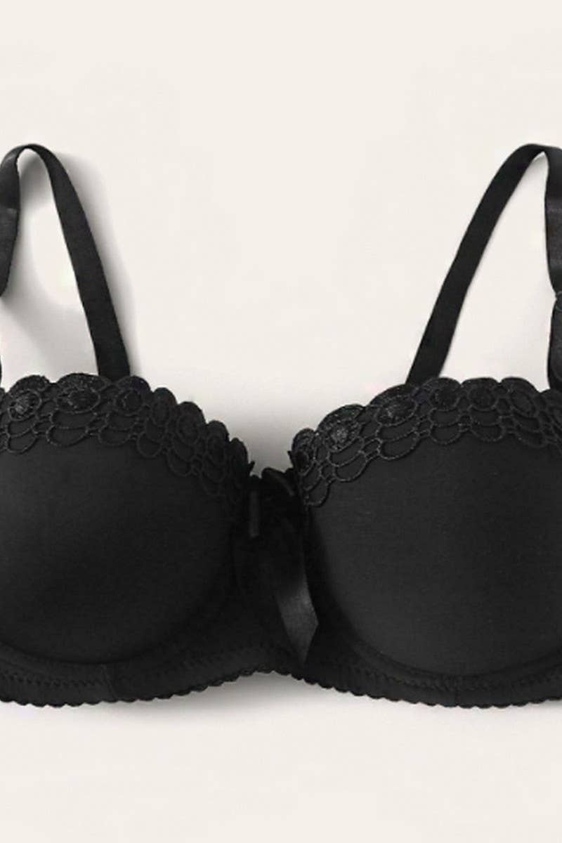 CWMU00277_EMBROIDERED BUTTERFLY UNDERWIRE PUSH UP BRA