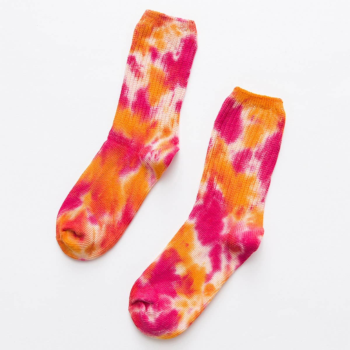WOMEN DOUBLE-NEEDLE TIE-DYEING MID-TUBE SOCKS