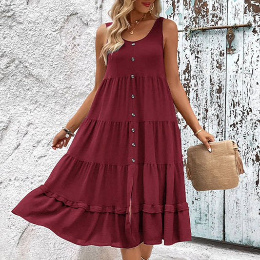 Sleeveless split-stitching dress