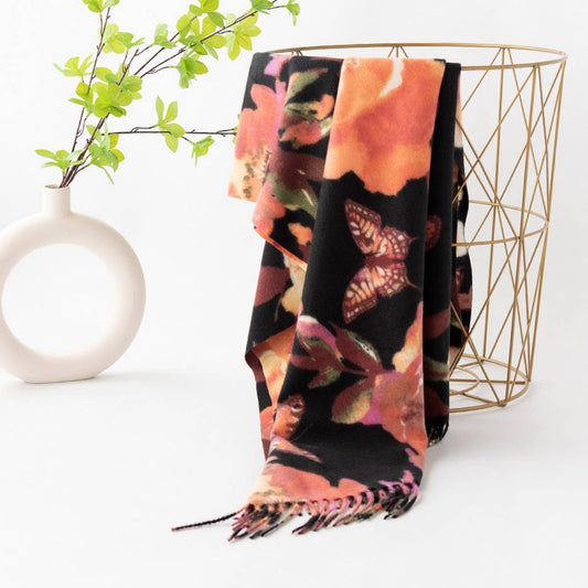 Soft Floral Tassel Scarf - Elegant Women's Wrap_CWASC0916