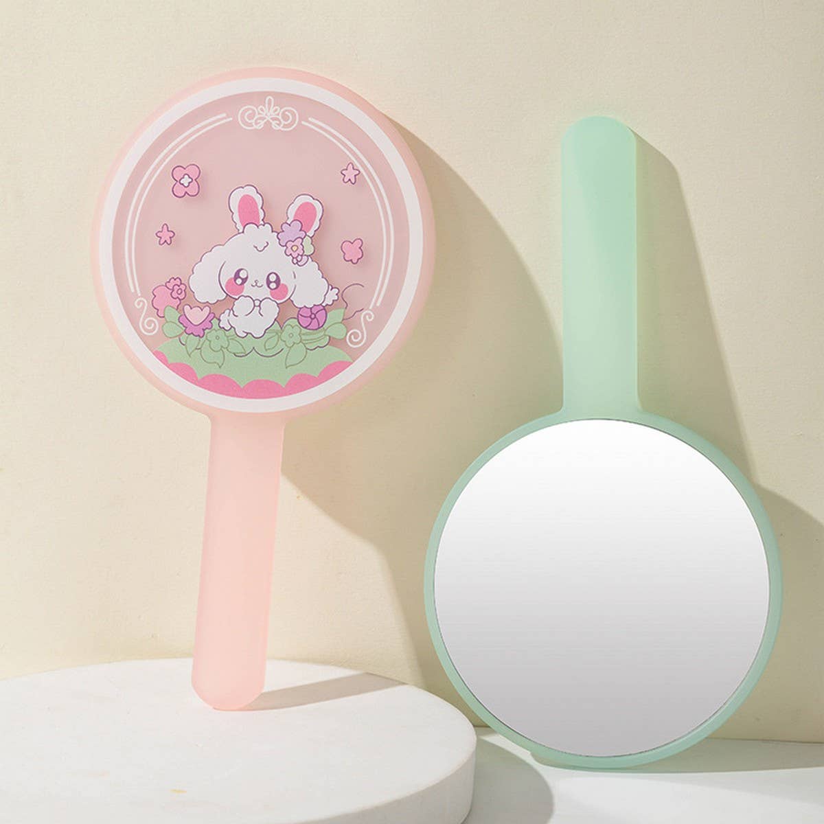 CWMM6948_PORTABLE CARTOON PRINT GIRL HANDLE MIRROR