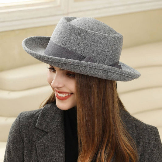 WOMEN'S VINTAGE WIDE-BRIMMED FEDORA FASHION HAT_CWAH1974