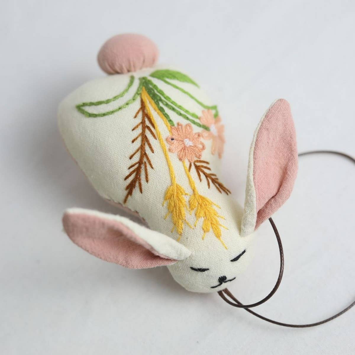 Handmade Wheat Blossom Bunny Plush Charm