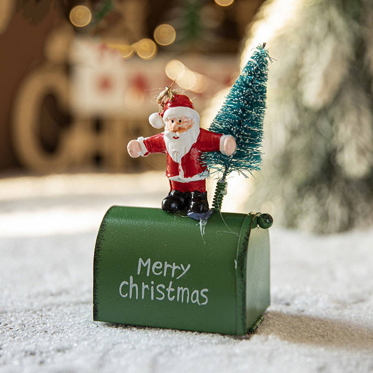 Iron Colorful Xmas Tree Ornament Reindeer Santa