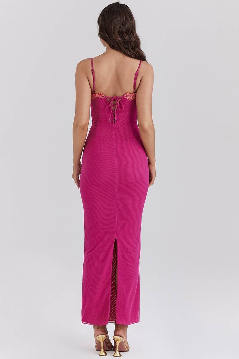 CWDMD5609_LACE TRIM STRAPLESS SEXY VACATION MAXI DRESS