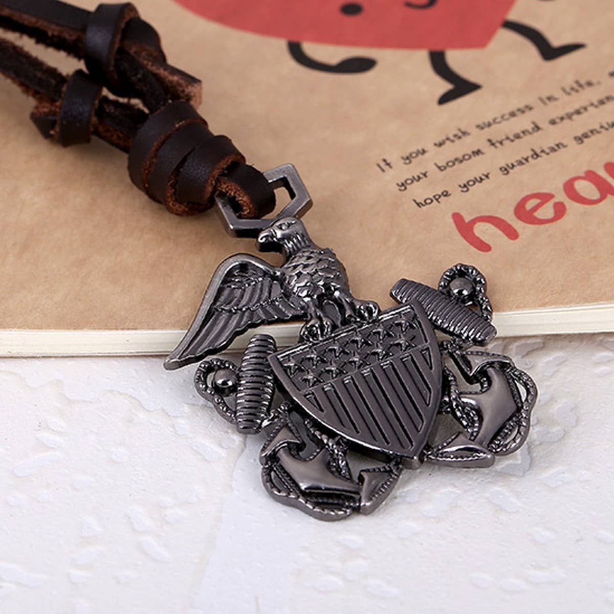 MEN'S VINTAGE COWHIDE PENDANT NECKLACE