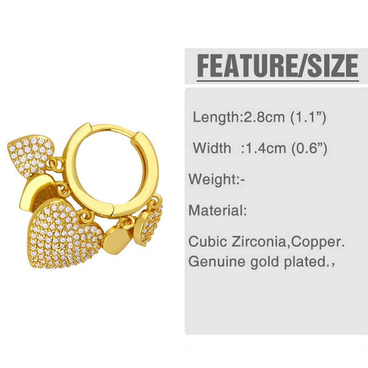 HEART SHAPED PENDANT FASHIONABLE EAR ACCESSORIES