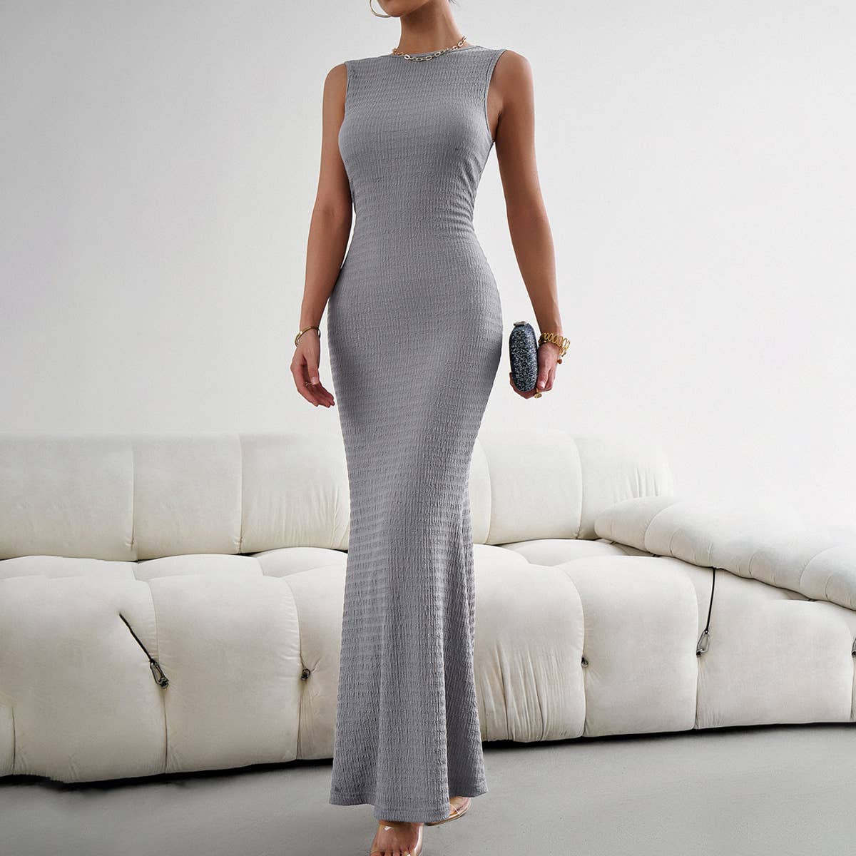 Sexy elegant slim fit long bodycon knit dress