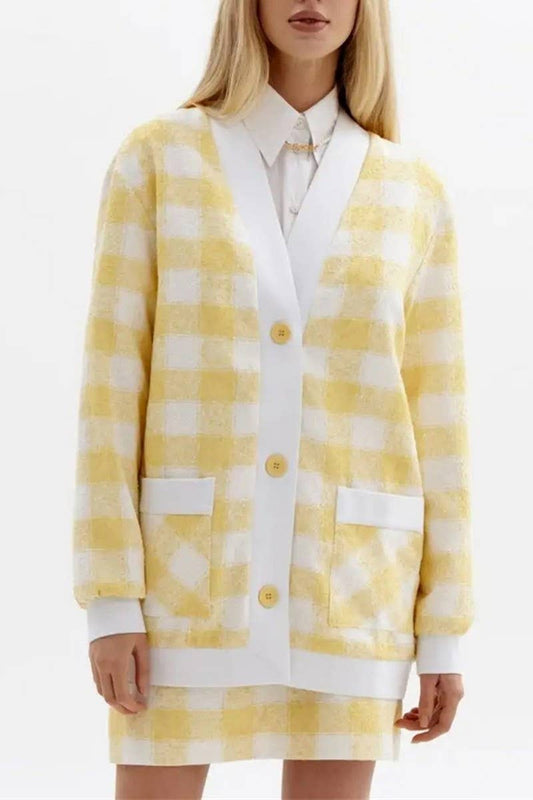 Sweater cardigan wrap hip skirt two-piece set