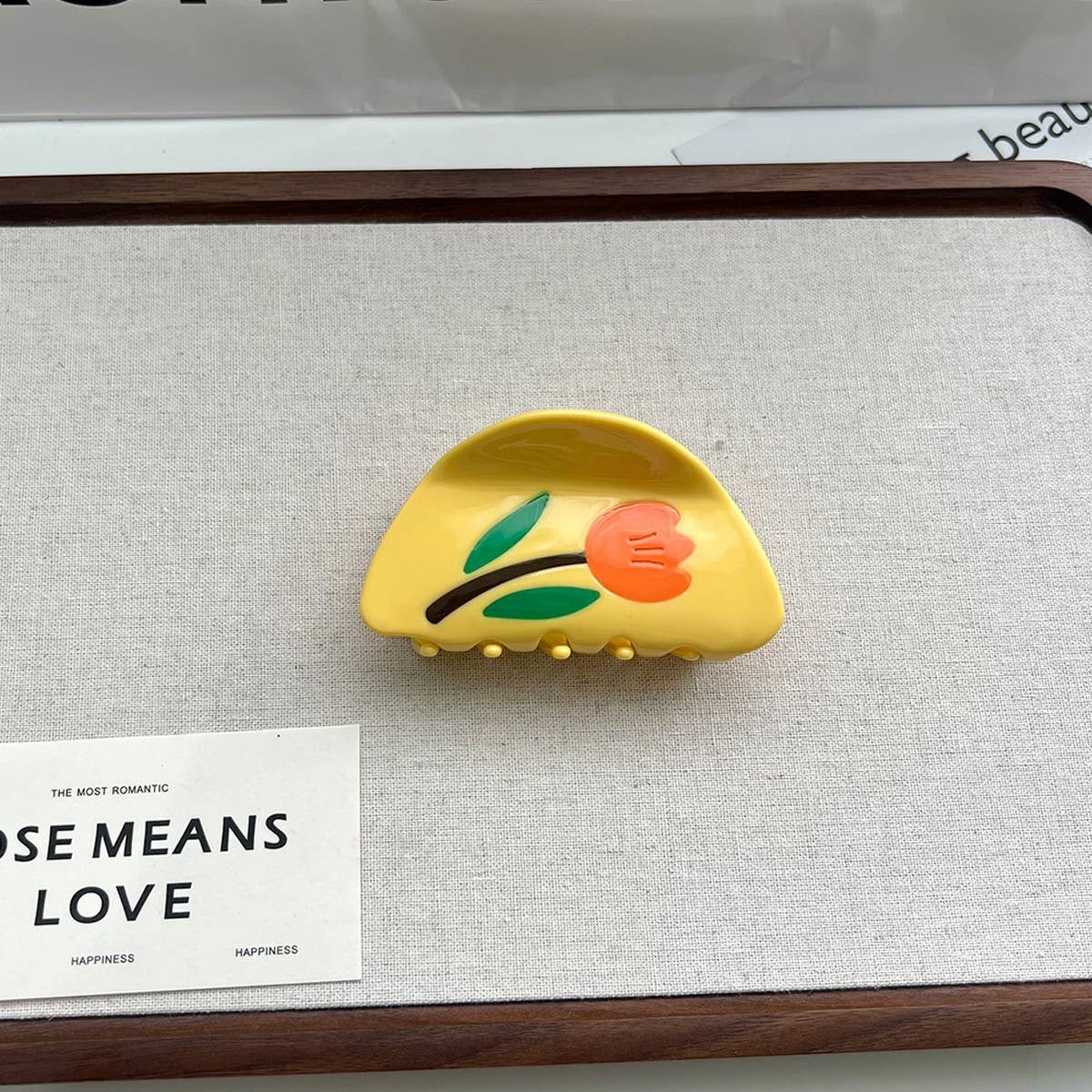 Colorblock Tulip Hair Claw,  Floral Acetate Clip