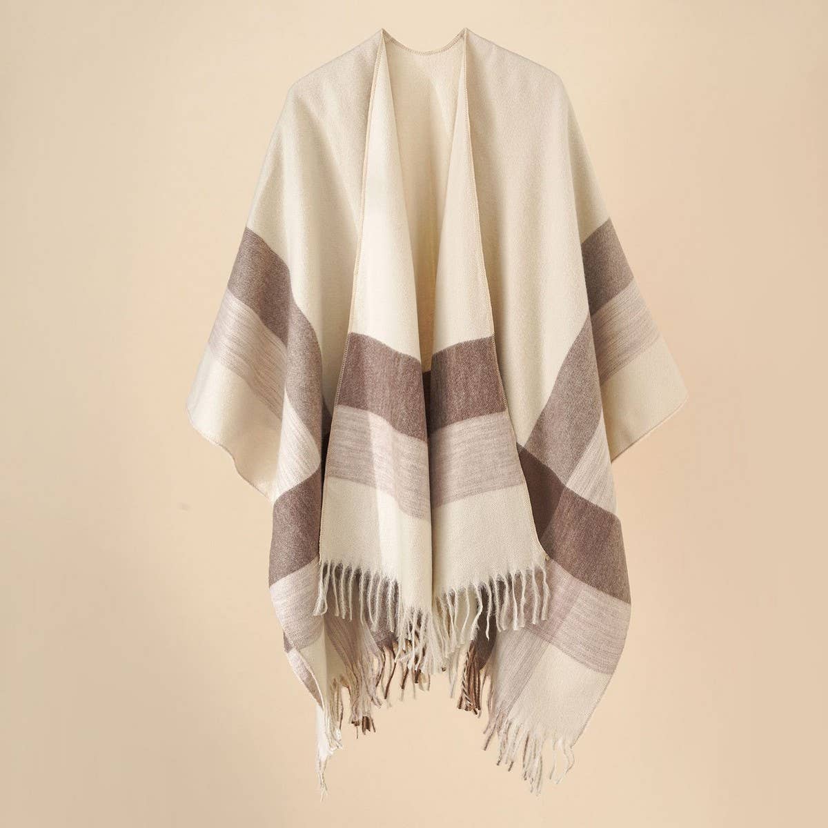FASHIONABLE WARM STRIPED COLOR MATCHING SHAWL