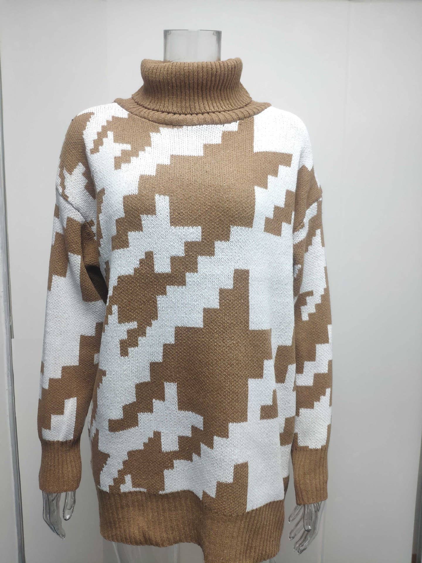 Patchwork Color Turtleneck Sweater