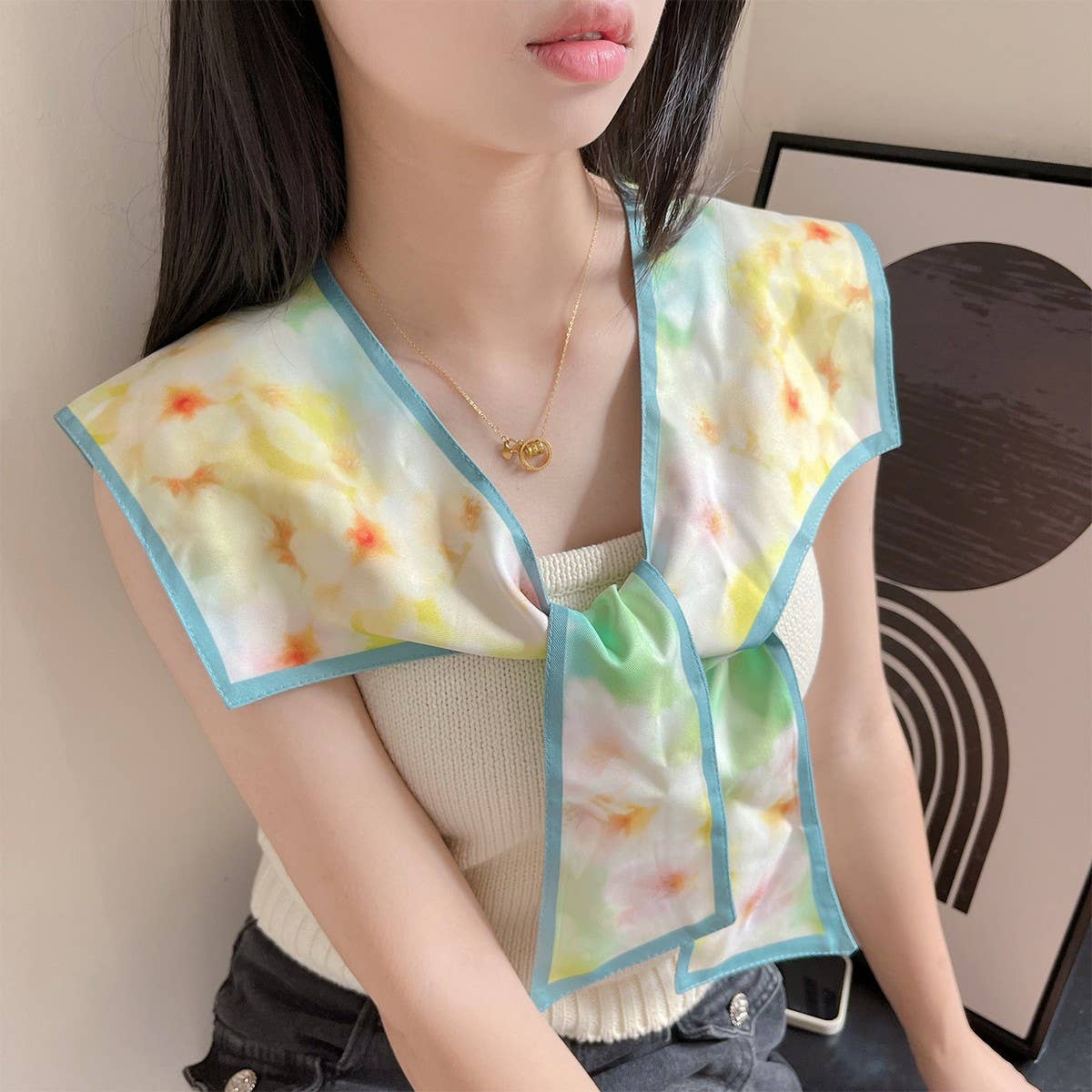 CWASC03128_PASTORAL OIL PAINTING PRINT SHAWL FOR WOMEN