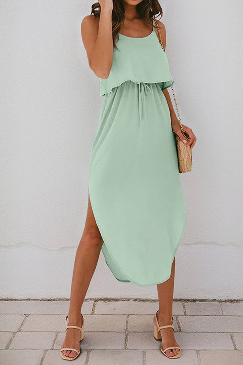 CWDMD5318_CASUAL SOLID COLOR ASYMMETRICAL SPLIT DRESS