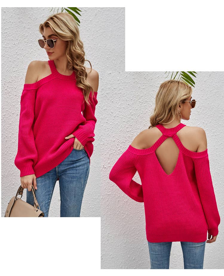 FASHION CASUAL SOLID COLOR LONG SLEEVE KNITWEAR