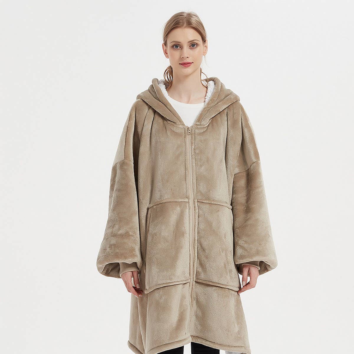 Couple¡¯s Wearable Hoodie Blanket Zip-Up Sweatshirt