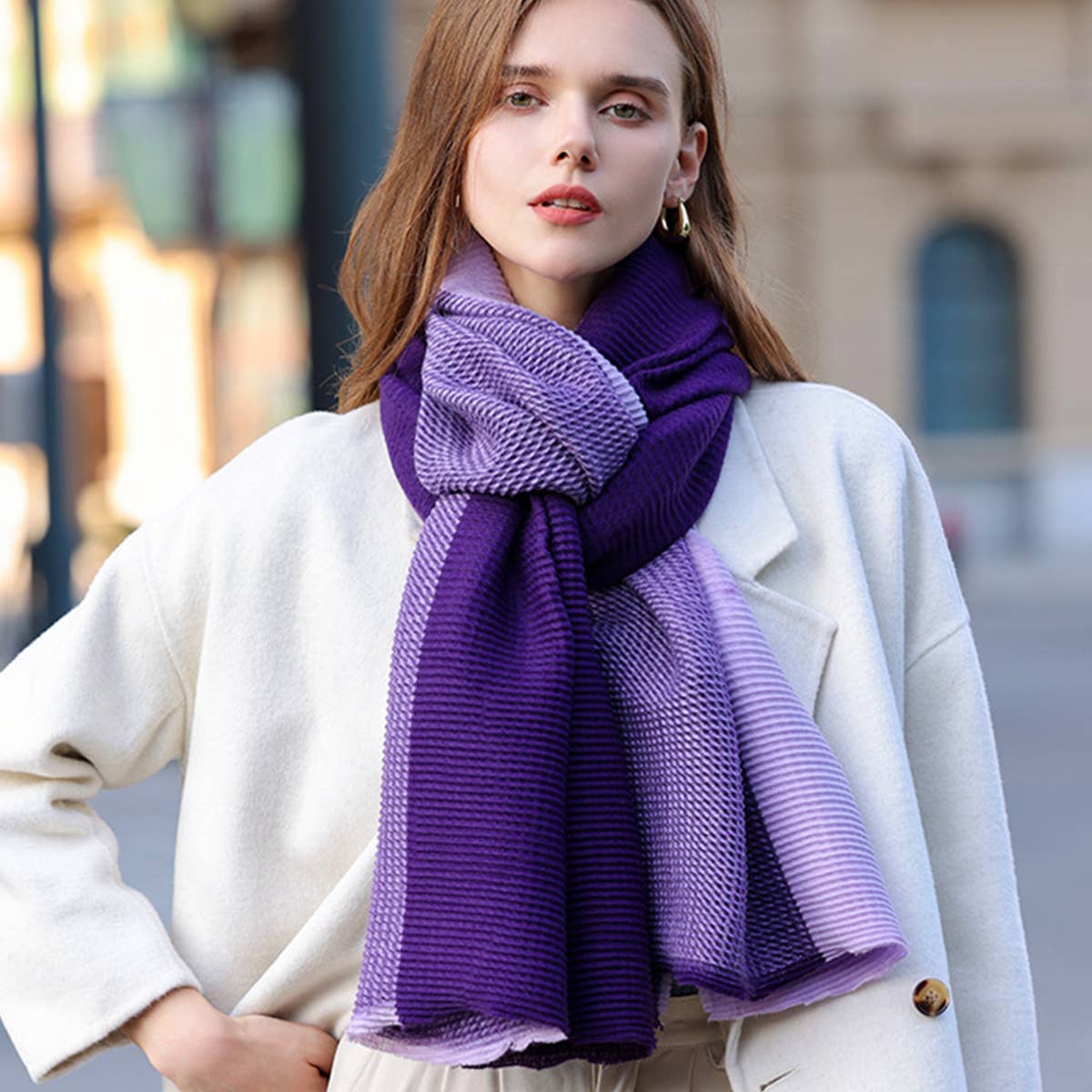 Double-Sided Crinkle Scarf - Elegant Winter Wrap