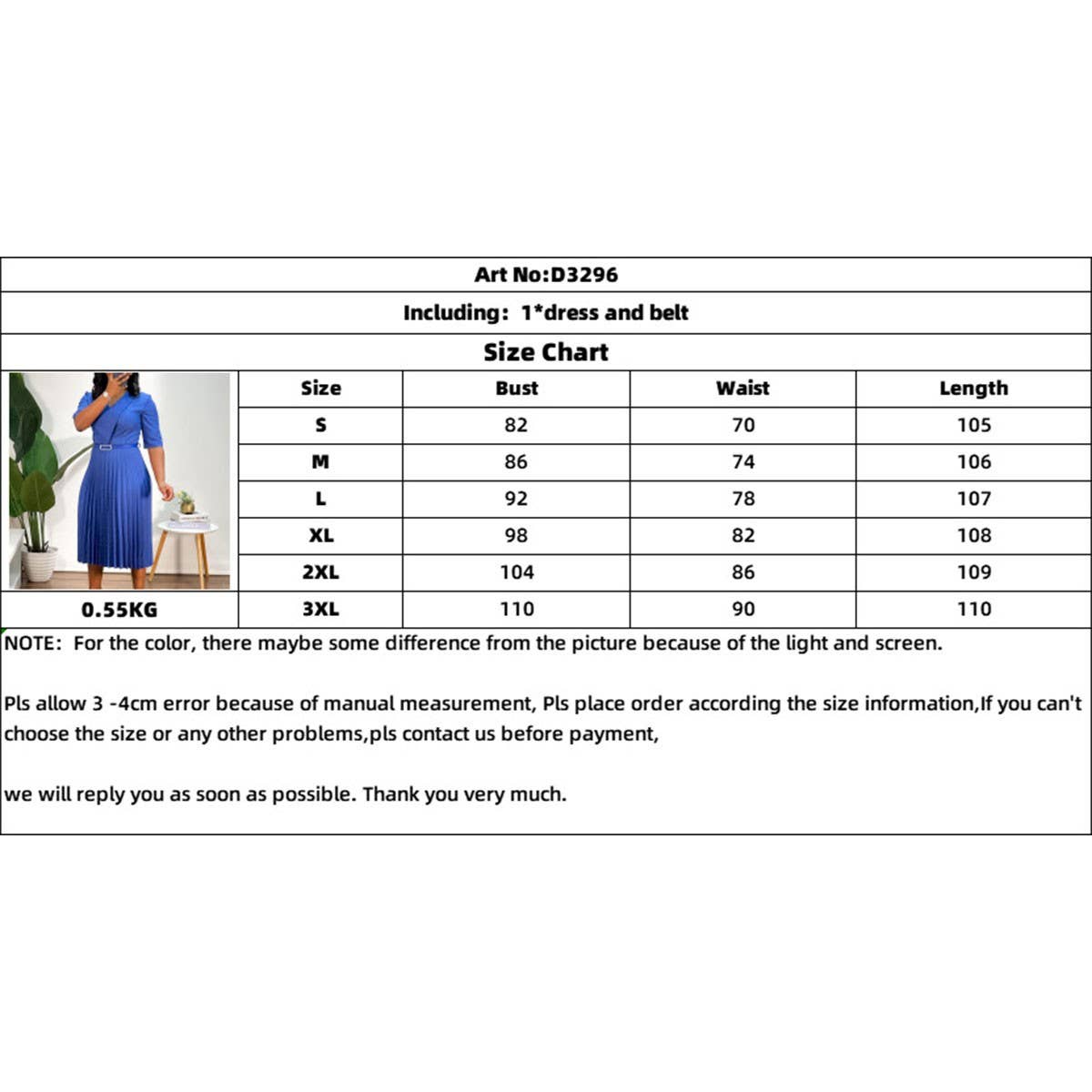 SOLID COLOR V-NECK FASHIONABLE PLEATED DRESS_CWDMD3717