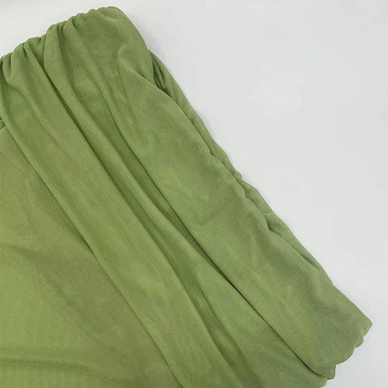 One-shoulder see-through mesh dress