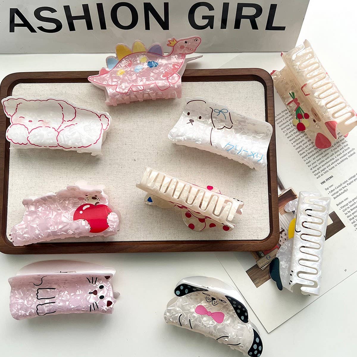 Cute Dinosaur & Pet Hair Claw, Acrylic Animal Clip