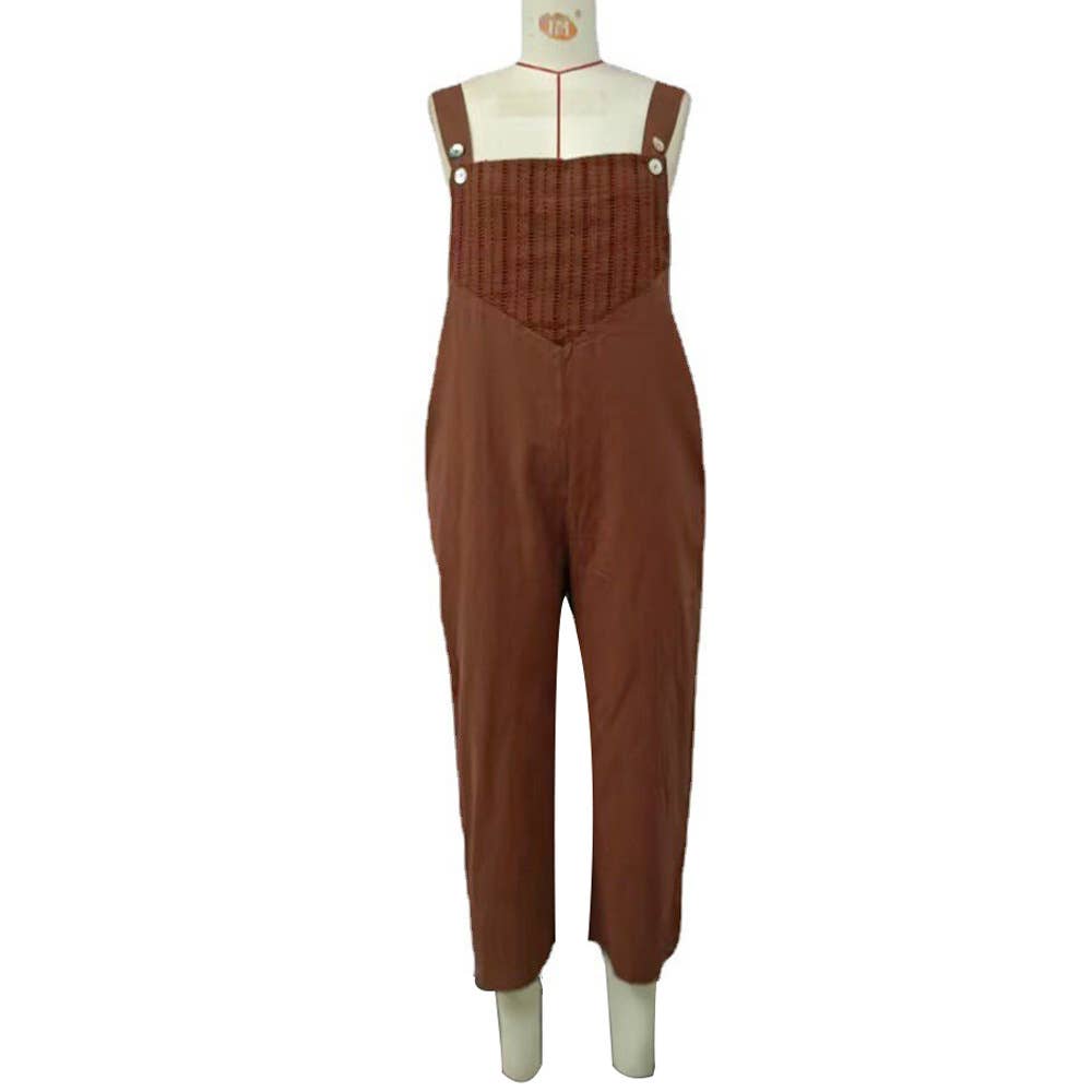 Solid color art casual loose nine-point overalls