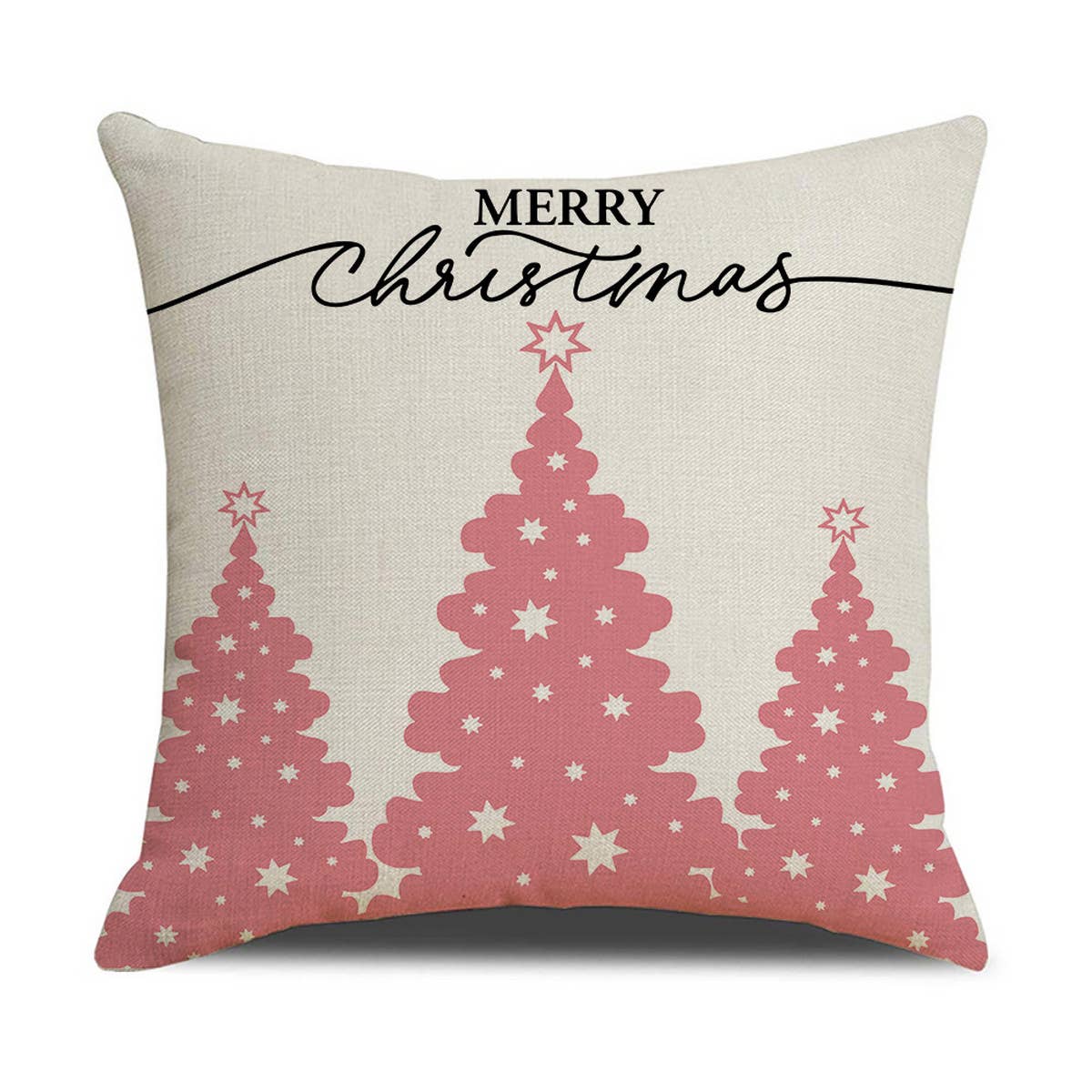 NEW PINK CARTOON CHRISTMAS LINEN PILLOWCASE