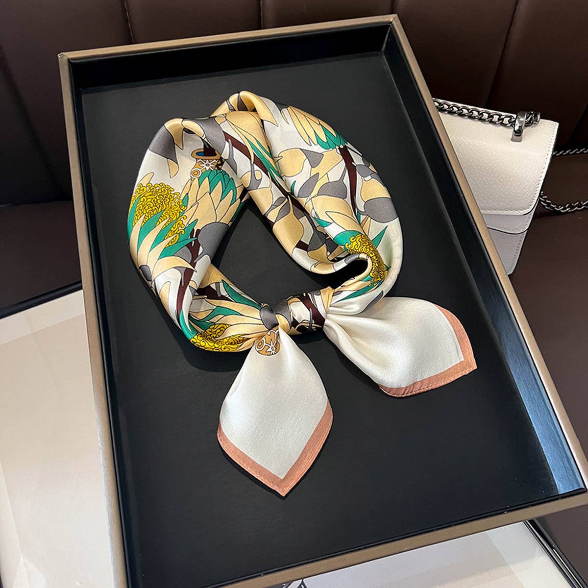 Fashionable Silk Scarf ? Floral Print Fall Winter