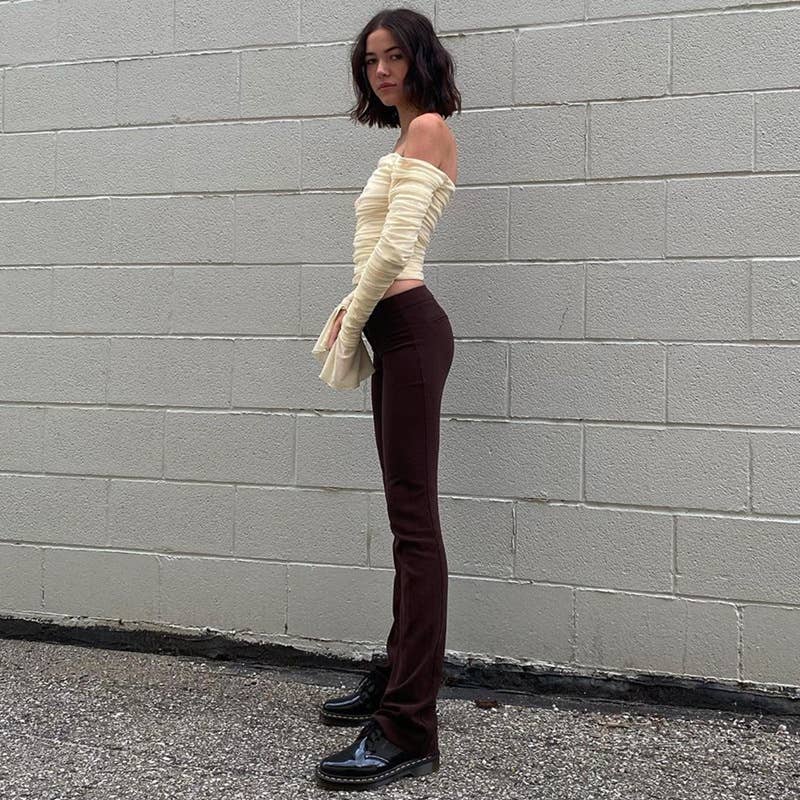 Sexy Off-Shoulder Mesh Bell Sleeve Crop Top