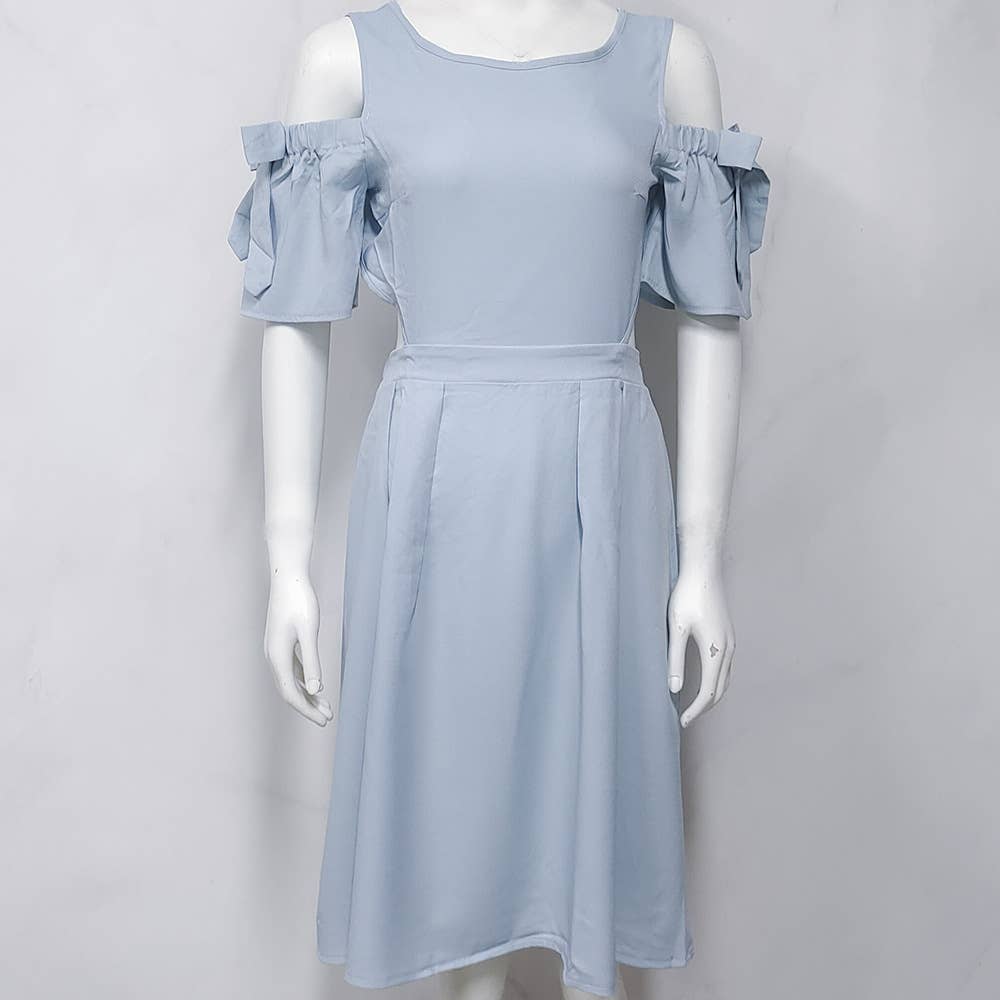 Sexy off-the-shoulder bow short-sleeved dress