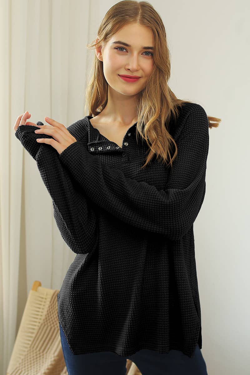 WOMEN SOLID KNIT SHIRT_CWTTL1418