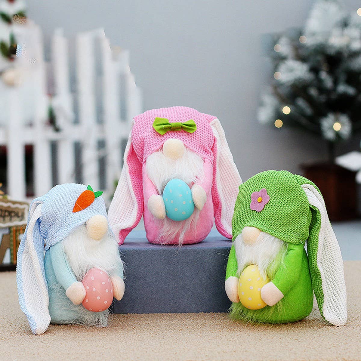 EASTER LONG-EARED BUNNY FACELESS DOLL FIGURINE