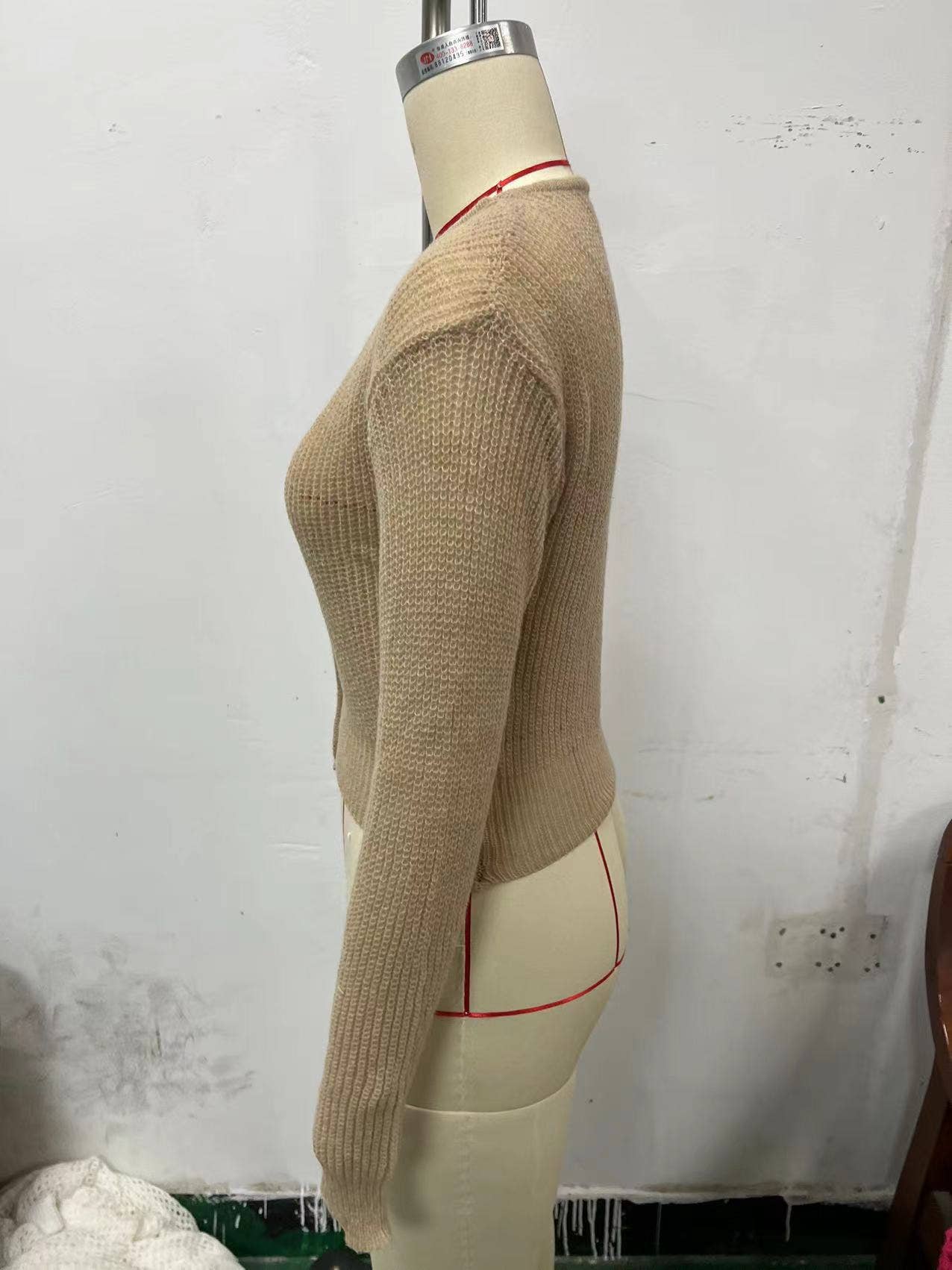 LONG SLEEVE PIT STRIP KNITTED ELASTIC CARDIGAN