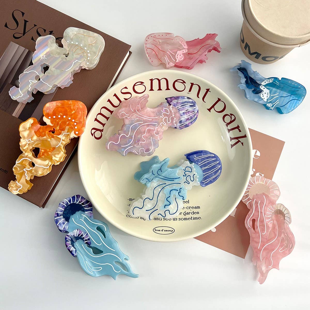 Ocean Jellyfish Hair Claw, Dopamine Color Clip_CWAHA5725