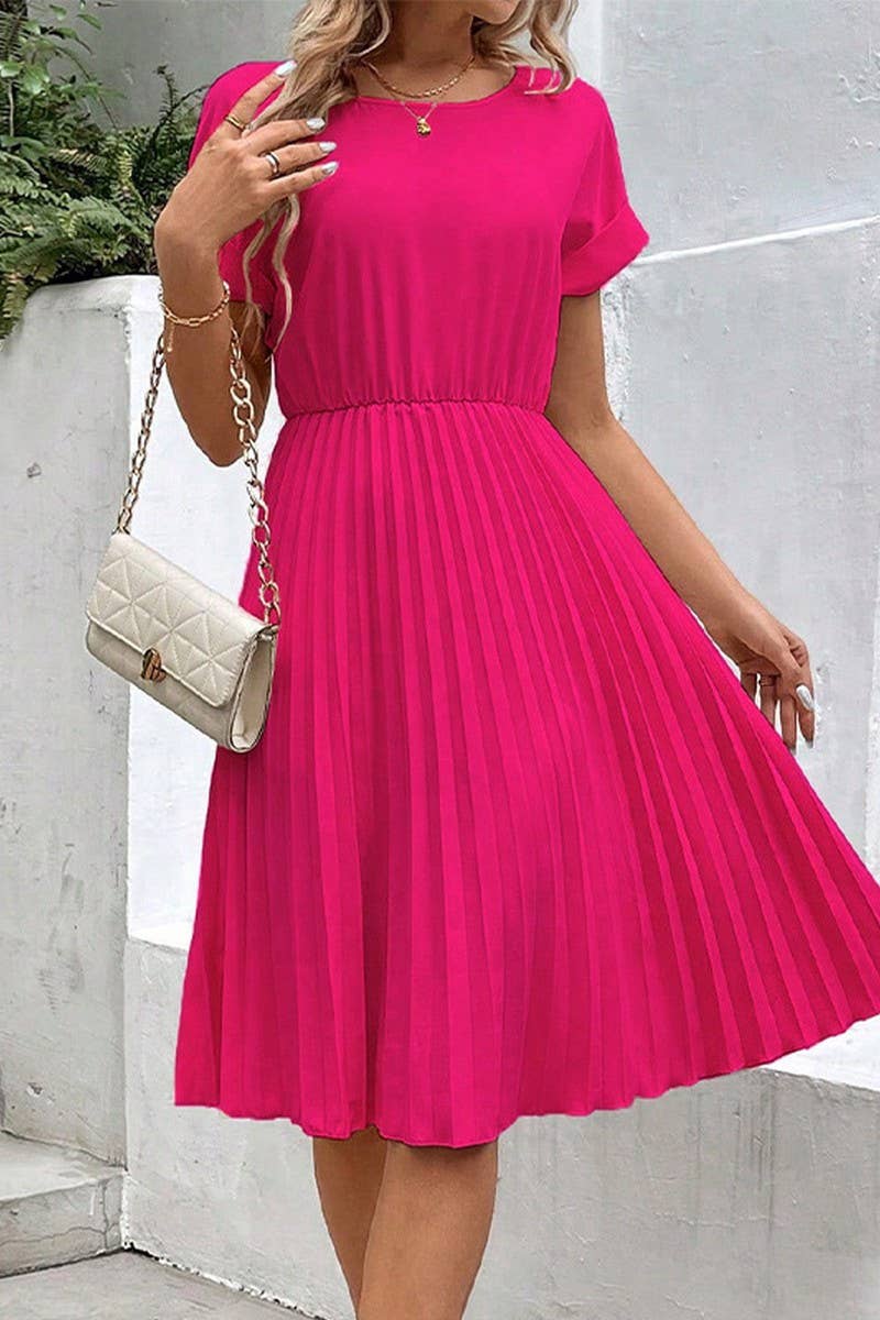 CWDMD5375_SOLID COLOR LOOSE FIT A-LINE DRESS