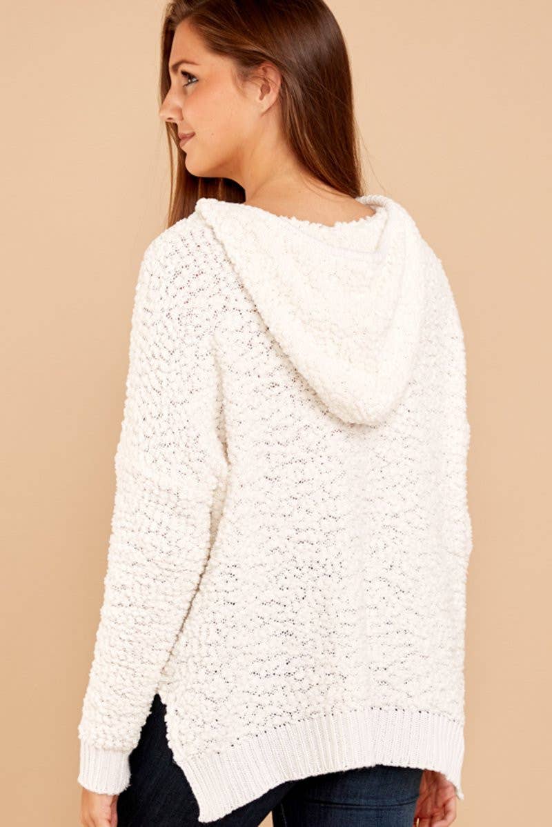 Sweater knitwear solid color hooded coat for women