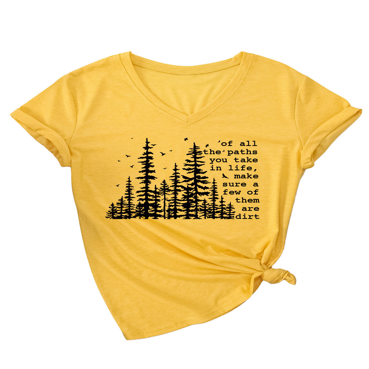 Summer V-Neck Short Sleeve Printed Tee